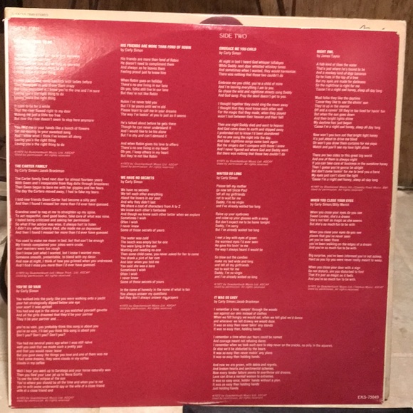 CARLY SIMON NO SECRETS - Picture 6 of 13